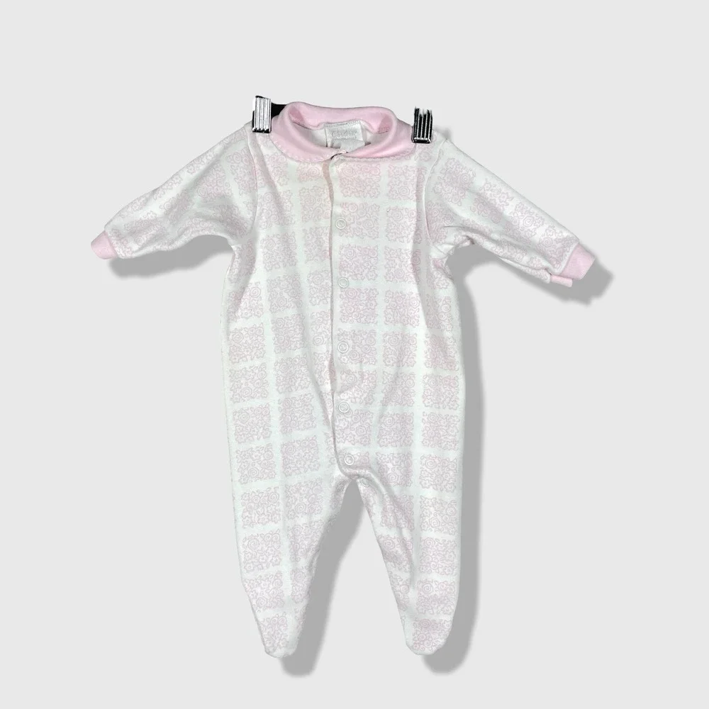 Vintage Carter's Footed Sleeper Baby 0-3M Pink Floral‎ Vintage Aesthetic Cute